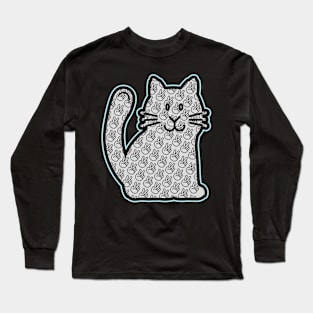 PEACE CAT STICKER | LIGHT BLUE TEAL AND GRAY Long Sleeve T-Shirt